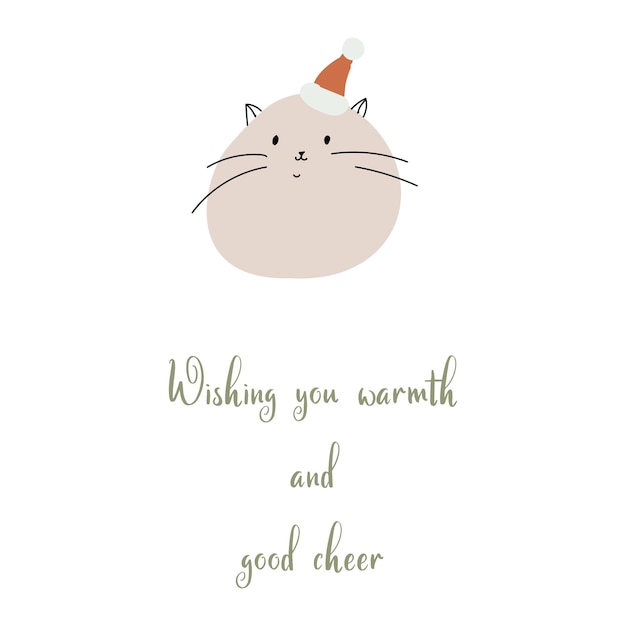 Prettige Kerstdagen en Gelukkig Nieuwjaar Leuke kaarten voor Kerstmis Fluffy katten in Santa Claus hoeden Huisdier Vector illustratie