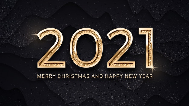 Prettige kerstdagen en gelukkig nieuwjaar luxe gouden elegante tekst wenskaartsjabloon