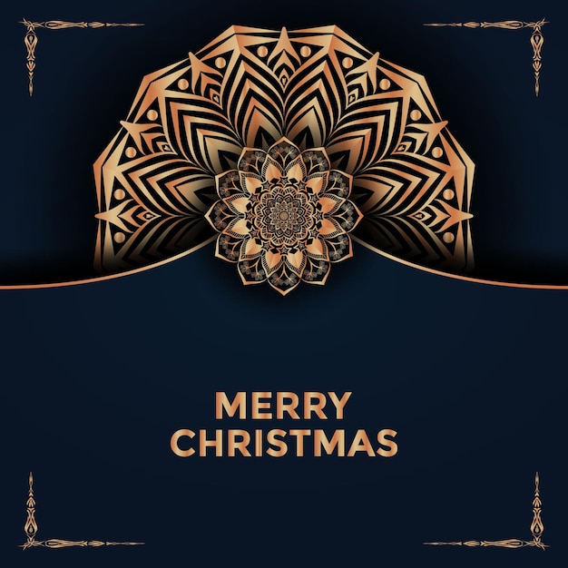 Prettige kerstdagen en gelukkig Nieuwjaar mandala achtergrond ontwerp premium vector