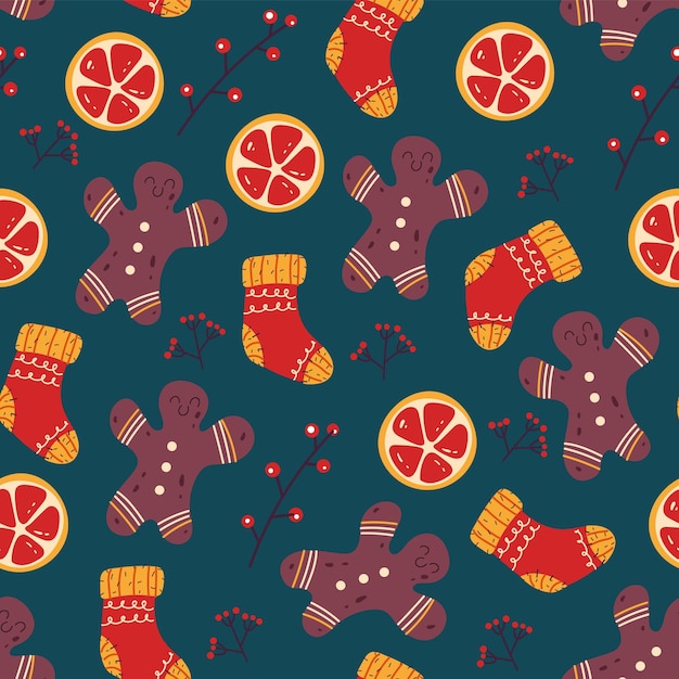 Prettige kerstdagen en gelukkig Nieuwjaar naadloze patroon cover ontwerp element concept illustratie