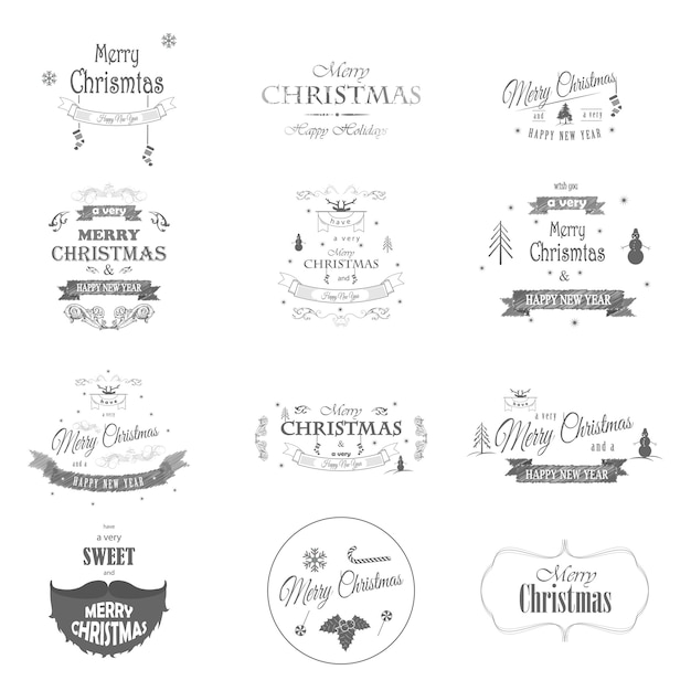 Prettige kerstdagen en gelukkig nieuwjaar typografie collectie.