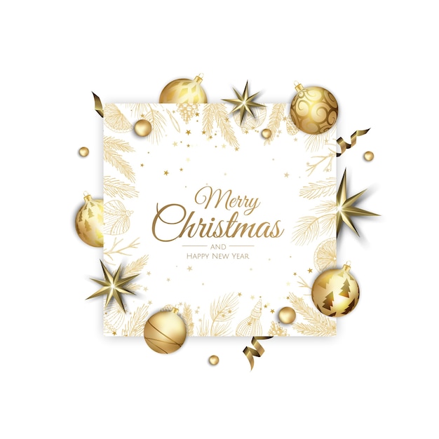 Prettige kerstdagen en gelukkig Nieuwjaar vakantie witte banner illustratie.