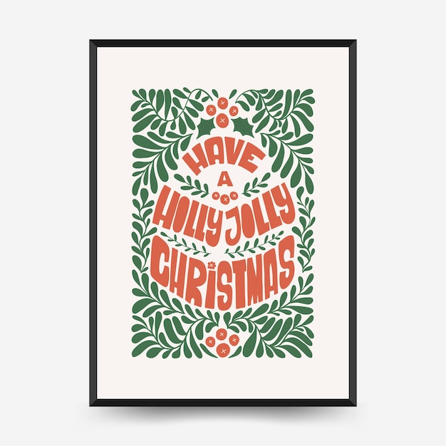 Vector prettige kerstdagen en gelukkig nieuwjaar verticale flyer of poster sjabloon moderne trendy matisse-stijl