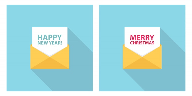 Vector prettige kerstdagen en gelukkig nieuwjaar vieren brief, e-mail, sms of bericht. instellen voor vakantiegroeten en uitnodigingen.