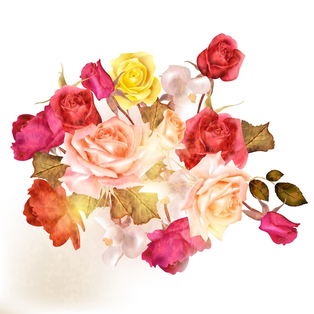 Pretty background of watercolor roses