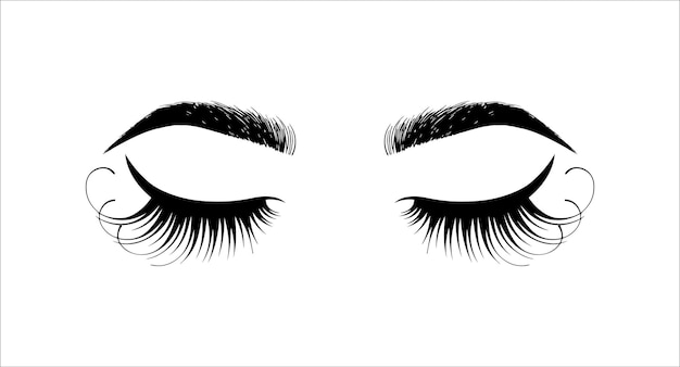 Vector pretty beauty closed eyes girl with shiny beautiful black eyelashes fabulous eyelash