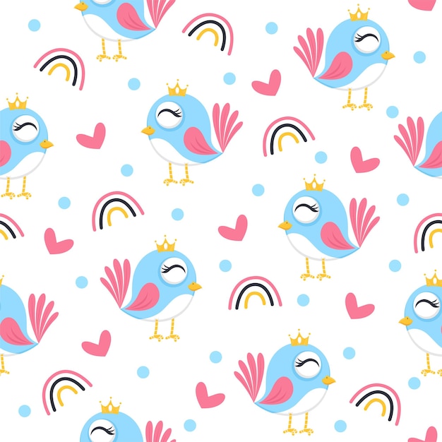 Pretty bird illustration pattern design