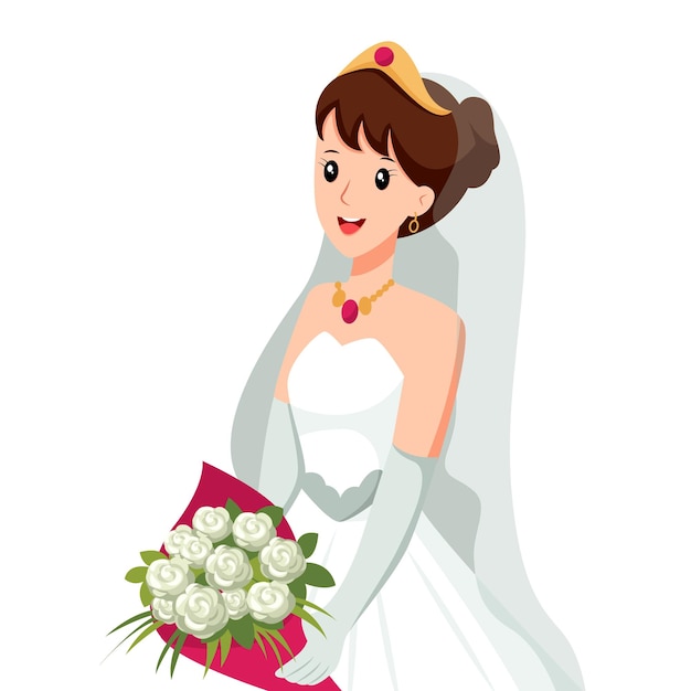 Sposa graziosa all'illustrazione di progettazione di carattere di nozze