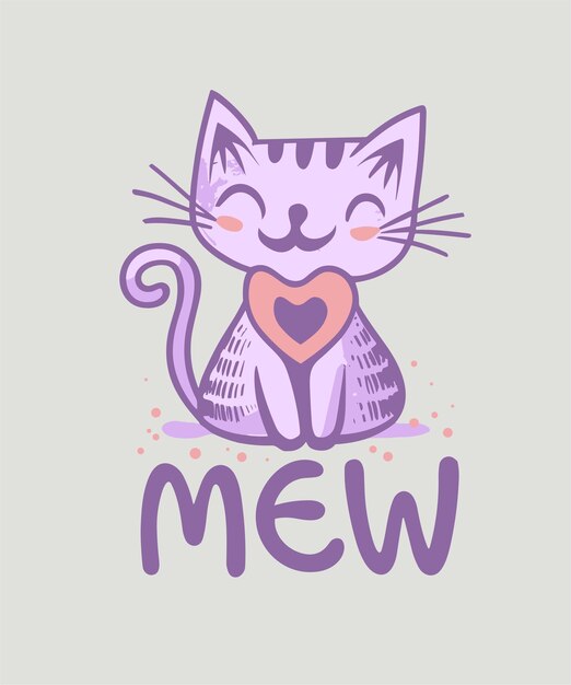 Vector pretty cat t shirt design