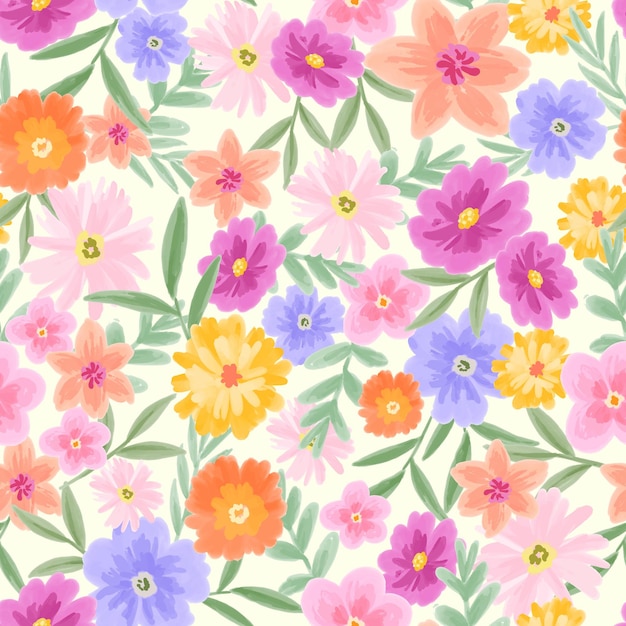 Pretty colorful floral seamless pattern