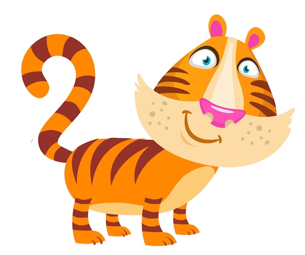 Pretty cute cartoon tiger vector illustration Isolated on White background