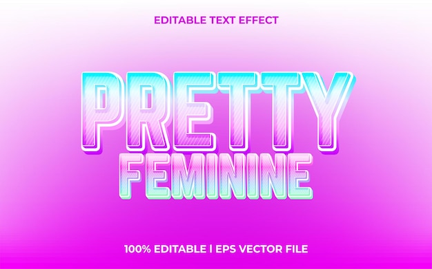 pretty feminine 3d editable text effect template with 3d style use for logo and business brand
