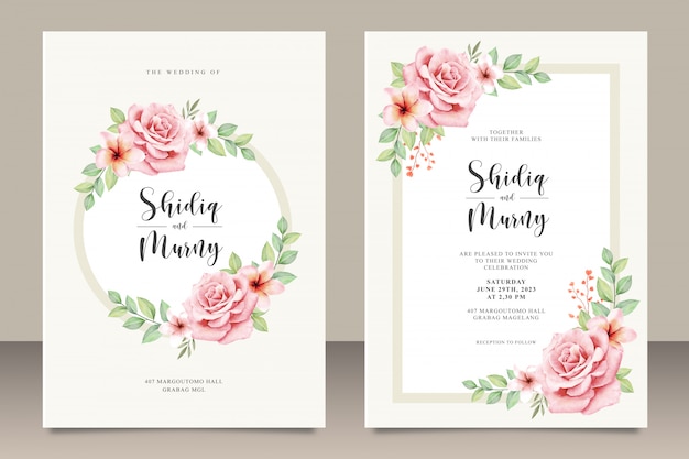 Pretty floral wedding invitation card