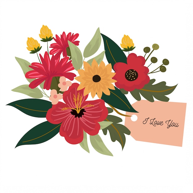 Pretty flower arrangement for valentine, wedding card