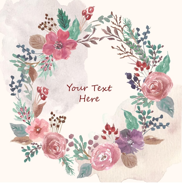 Vector pretty flower garden watercolor wreath