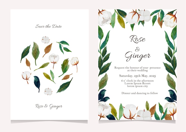 Pretty flower wedding invitation template set