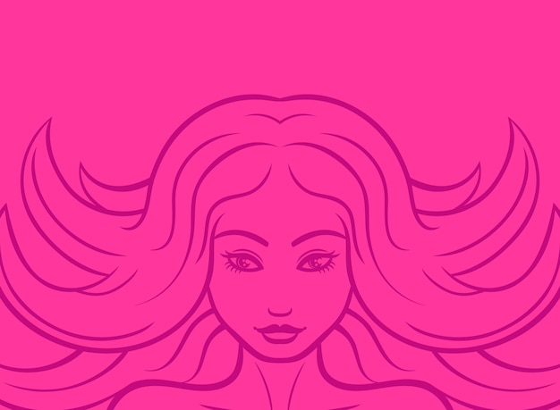 Pretty girl face line illustration