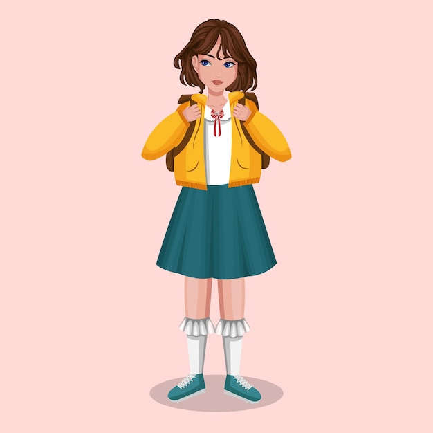 ベクトル 学生服姿の美少女