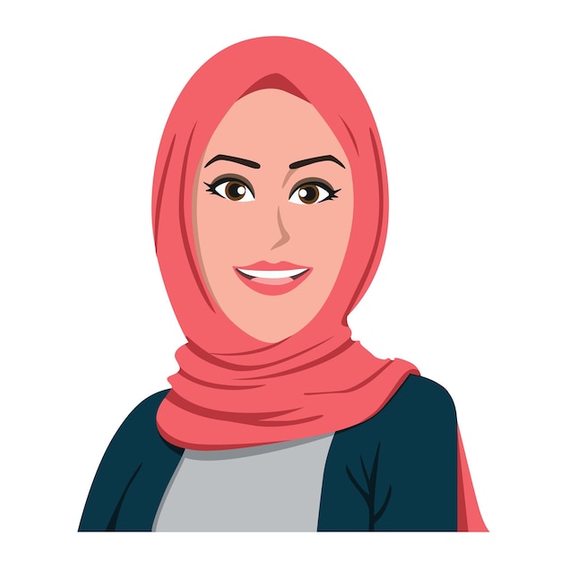 Pretty Hijab Girl Vector Flat Design Cartoon Illustration