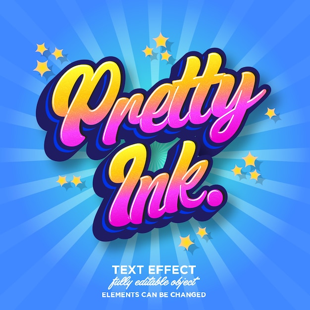 Pretty ink font effect for sticker project