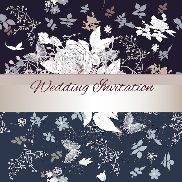 Pretty invitation with floral sketches