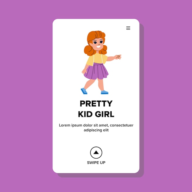 Pretty kid girl vector