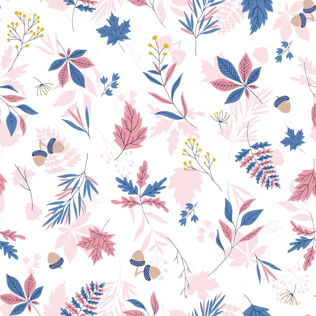 Pretty leaves background seamless pattern