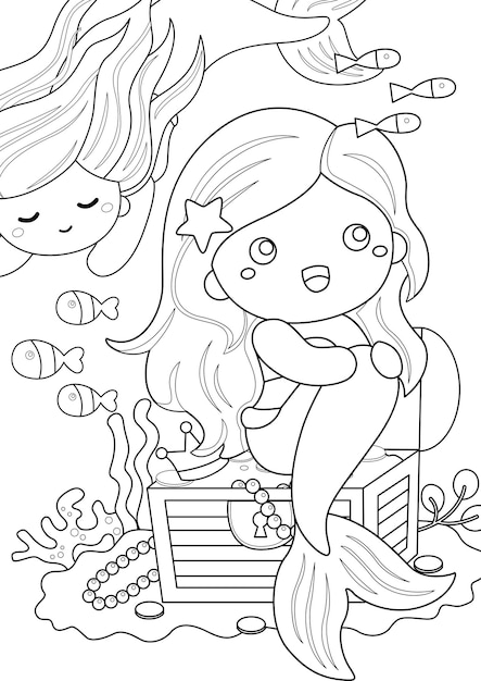 Pretty mermaid coloring voor kinderen en volwassenen