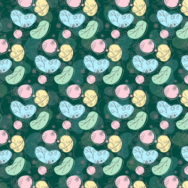 pretty pattern of red and blue flowers hand drawn floral pattern