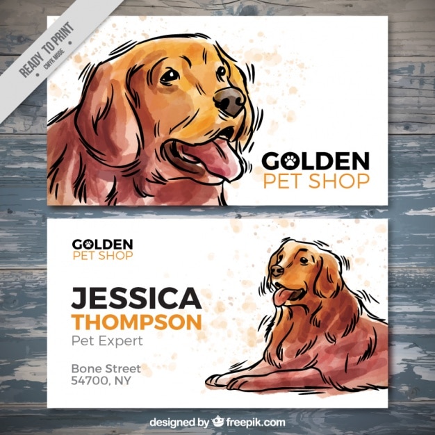 Pretty pet store card with watercolor dog