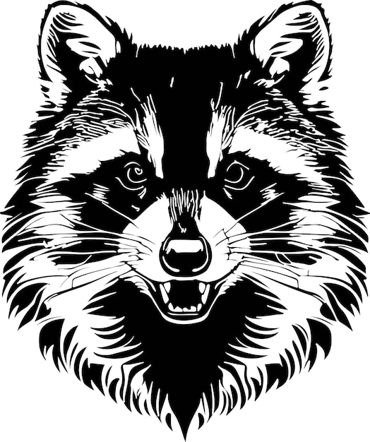 Pretty and powerful raccoon emblem art vector