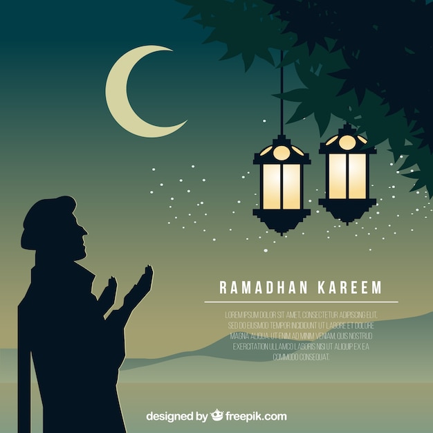 Pretty ramadan background with arabic silhouette