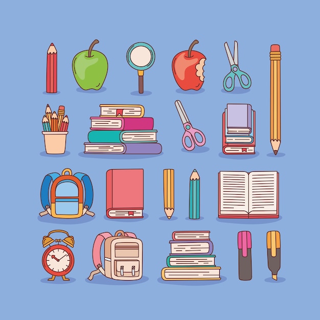 Vector pretty school supplies