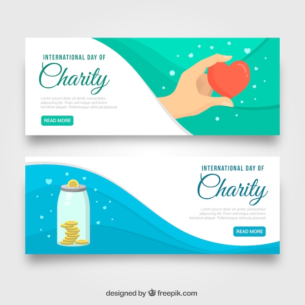 Vector pretty waves banners of charity day