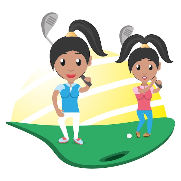 Atleta della donna graziosa che gioca golf