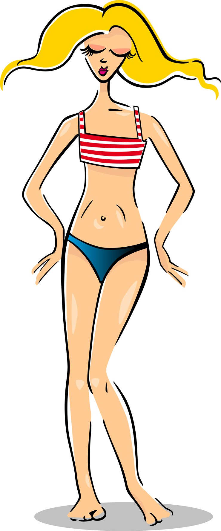 Vector pretty woman in bikini or swimsuit