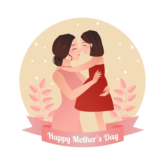 Pretty woman hug her daughter Happy mothers day celebration