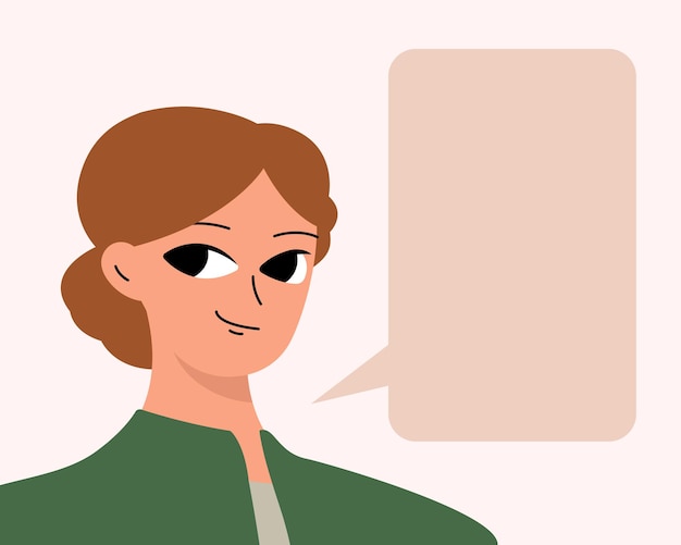 Pretty woman portrait with speech bubble Female avatar