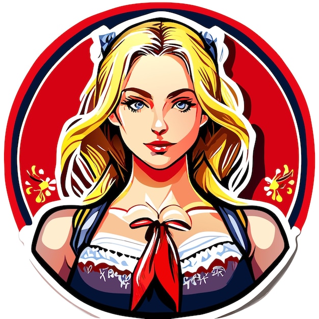 Vector pretty woman princess tattoo hand drawn cartoon sticker icon concept isolated illustration