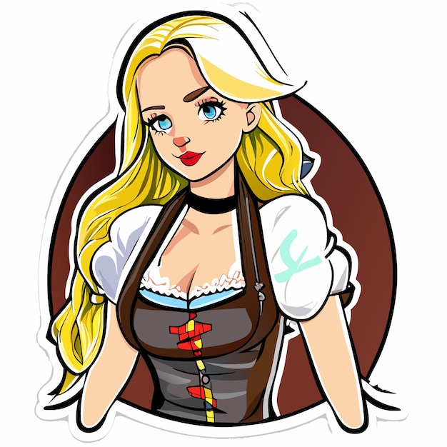 Vector pretty woman princess tattoo hand drawn cartoon sticker icon concept isolated illustration