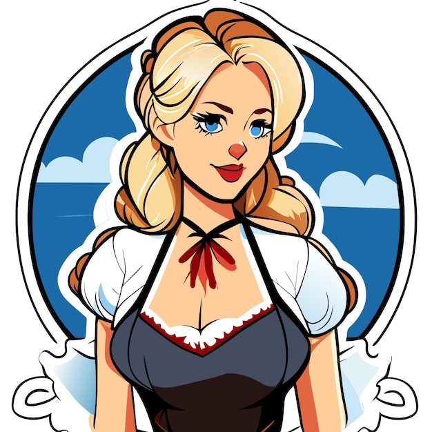 Pretty woman princess tattoo hand drawn cartoon sticker icon concept isolated illustration