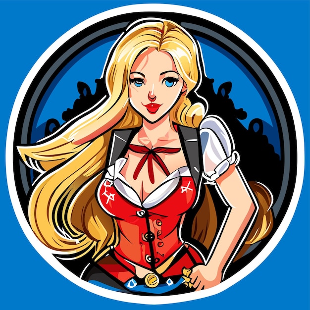 Pretty woman princess tattoo hand drawn cartoon sticker icon concept isolated illustration