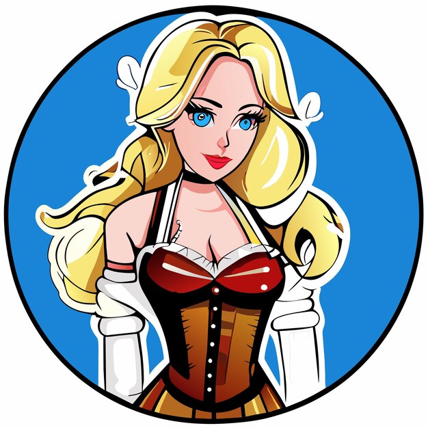 Pretty woman princess tattoo hand drawn cartoon sticker icon concept isolated illustration