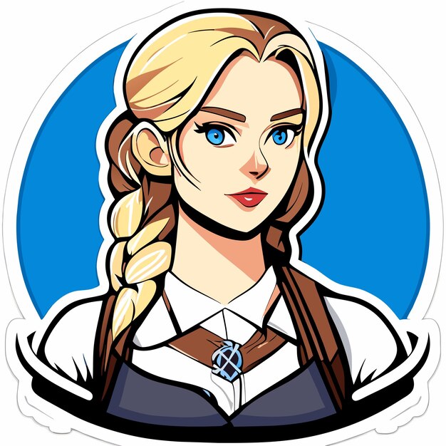 Pretty woman princess tattoo hand drawn cartoon sticker icon concept isolated illustration