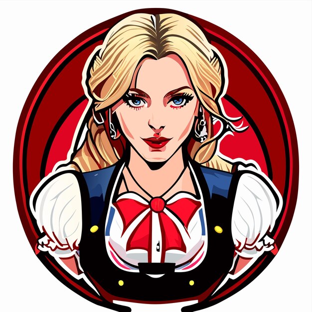 Vector pretty woman princess tattoo hand drawn cartoon sticker icon concept isolated illustration