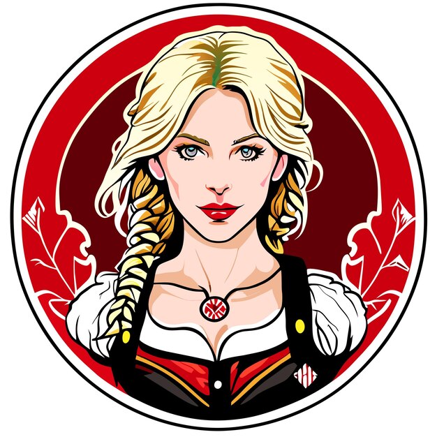 Vector pretty woman princess tattoo hand drawn cartoon sticker icon concept isolated illustration