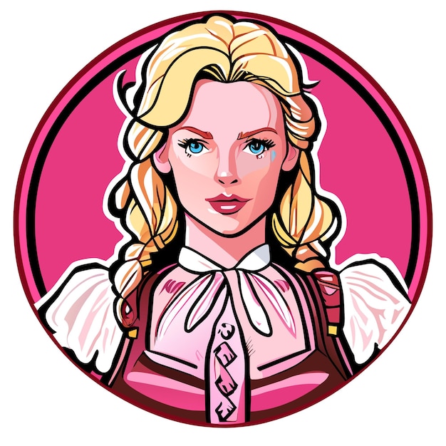 Pretty woman princess tattoo hand drawn cartoon sticker icon concept isolated illustration