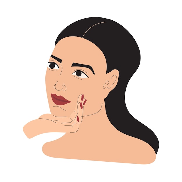 Vector pretty young woman applying face cream skincare procedure routine day illustration