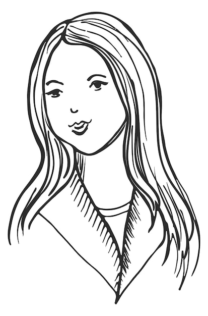 Pretty young woman hand drawn web avatar