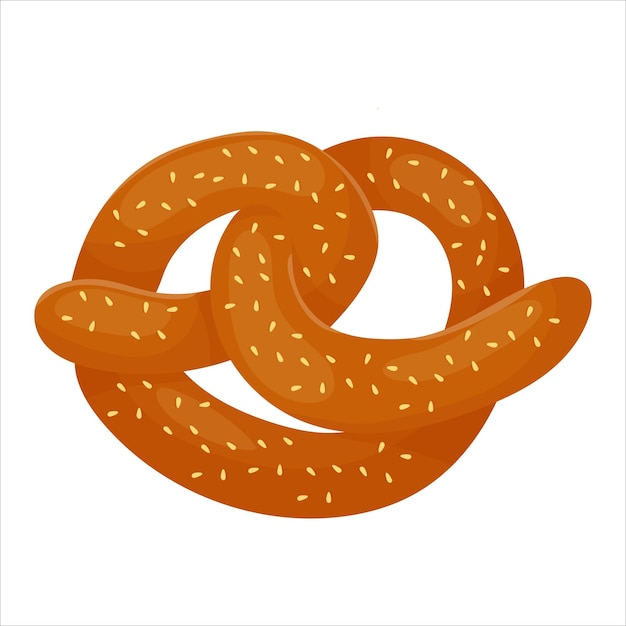 Pretzel Crescent Butter pastry Confectionery Bun for breakfast Bakery Vector illustration on a white background